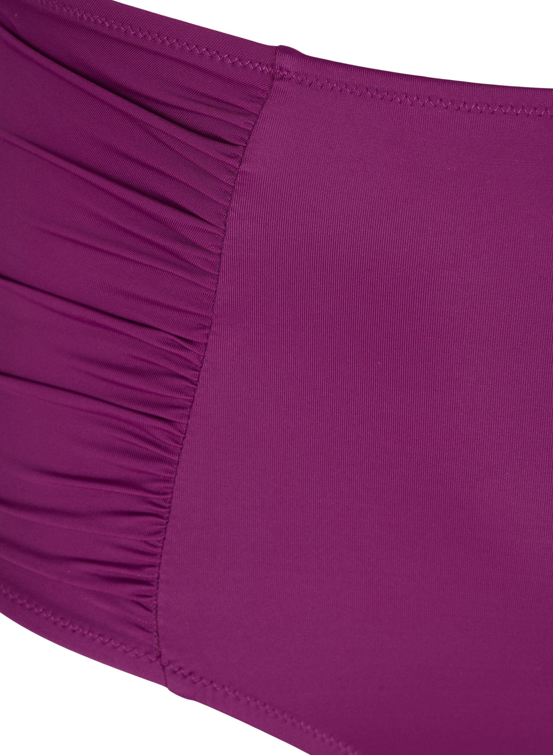 Zizzi Bas de bikini taille haute avec drapage, Dark Purple, Packshot image number 2