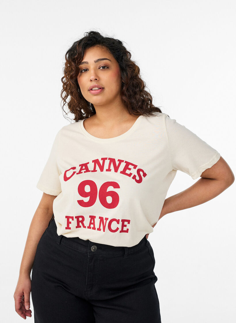 T-shirt imprim&eacute;, Vanille, Model image number 0