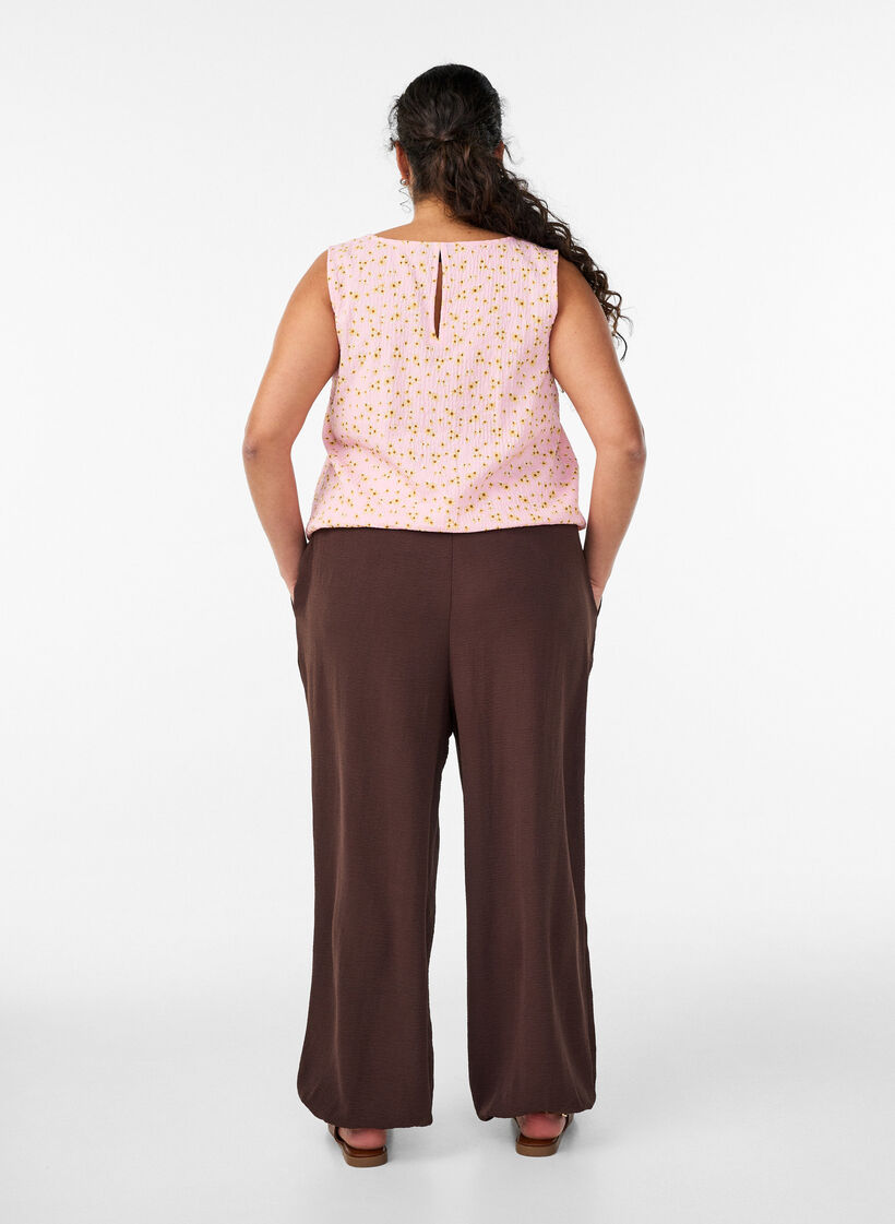 Pantalon balloon taille haute, Marron, Model image number 1