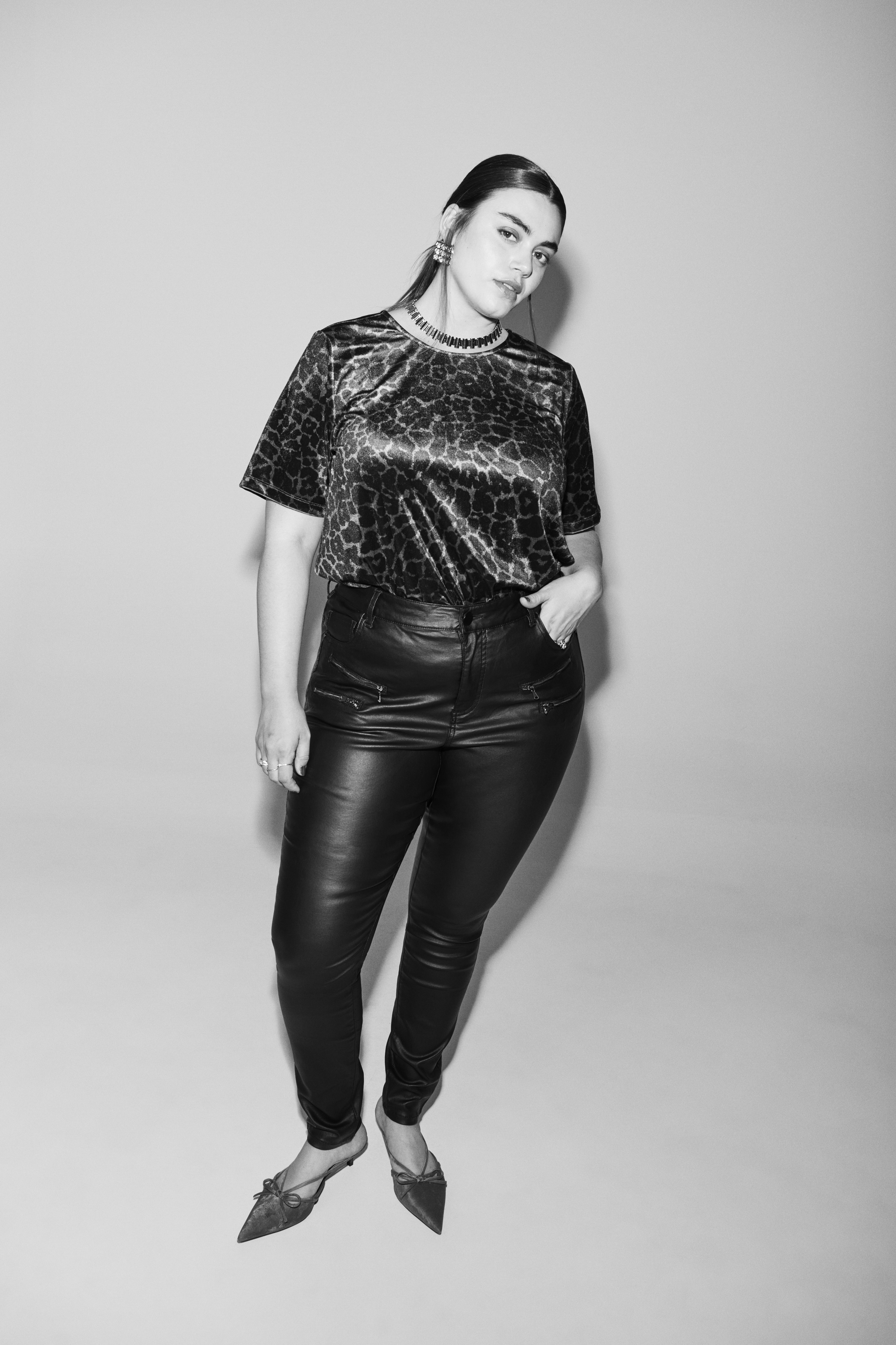 Top en velours &agrave; motif l&eacute;opard, , Model