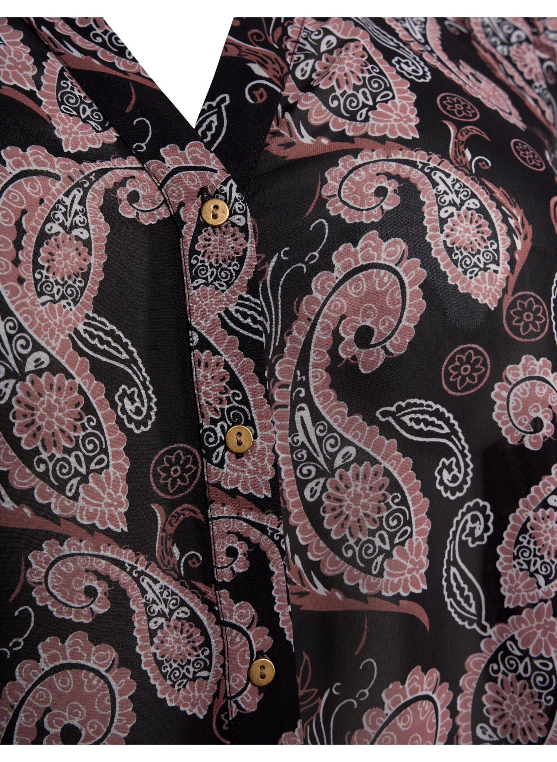Zizzi Chemise col V et imprim&eacute;, Black/Beige Paisley, Packshot image number 2