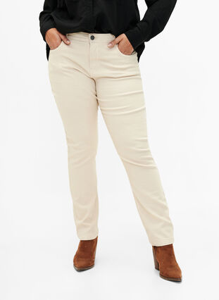 Emily jeans à coupe serrée avec une taille régulière, Oatmeal, Model image number 2