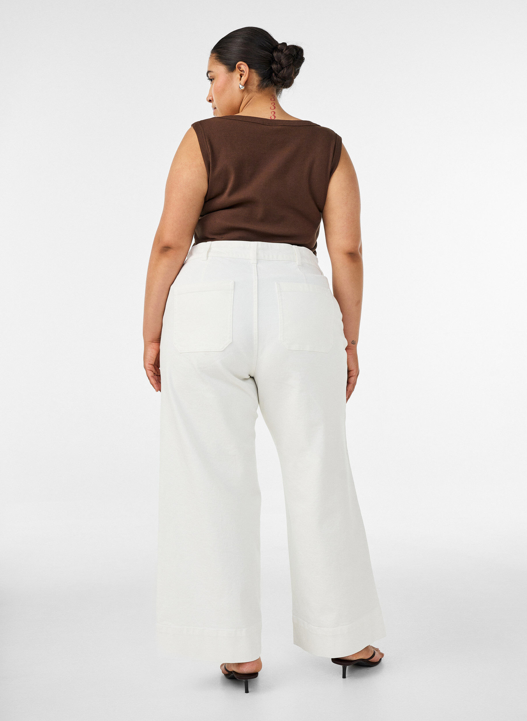 ZizziJean Myra taille haute coupe ample, Blanc, Model image number 1