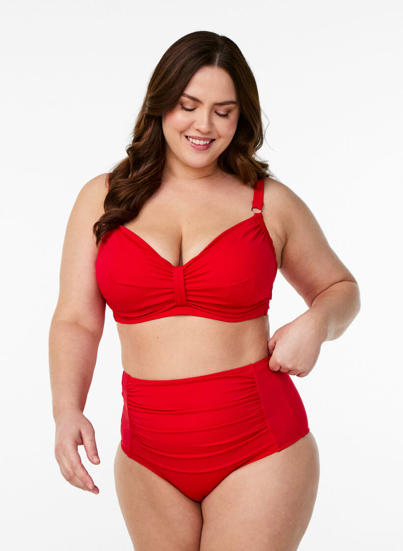 Bas de bikini taille haute, Rouge, Model image number 0