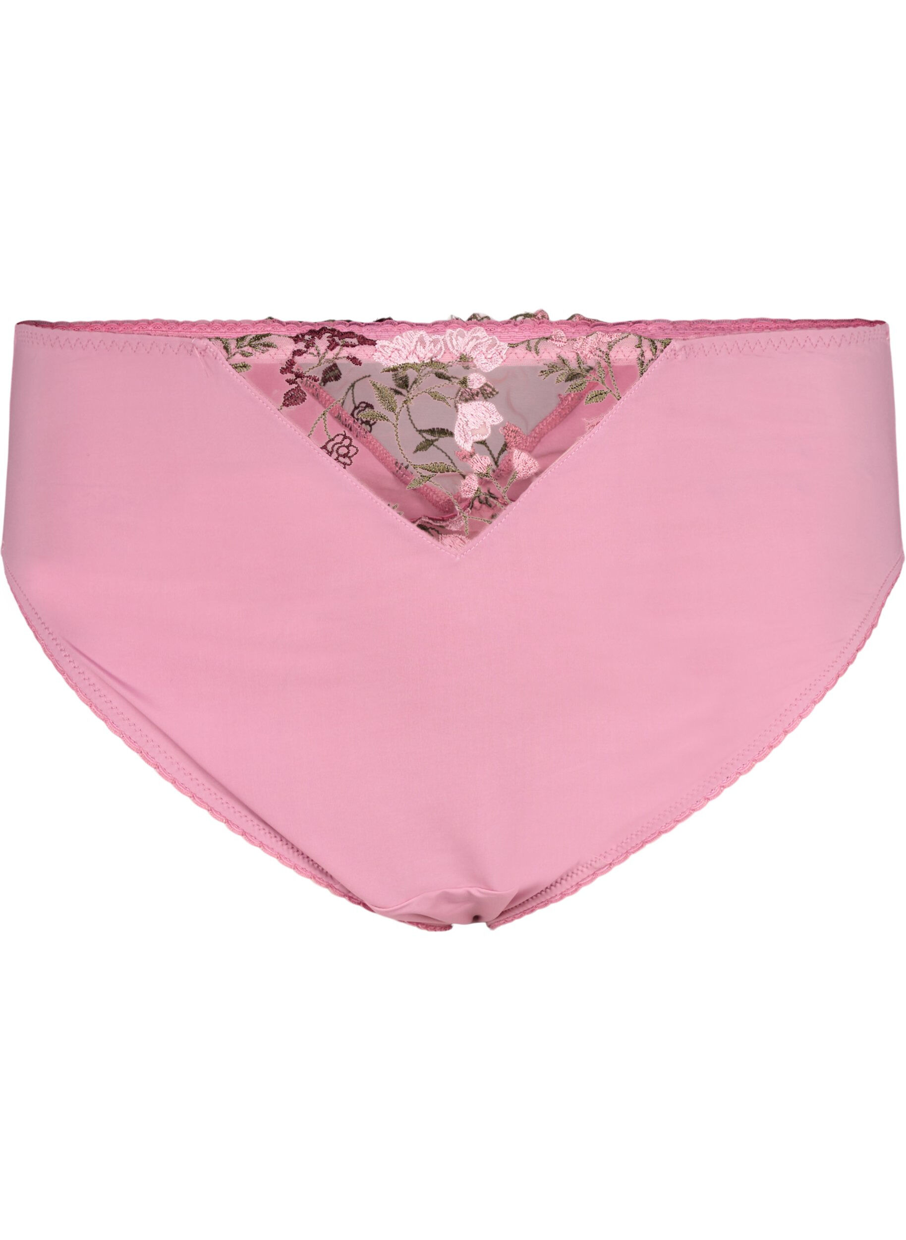 Zizzi Slip ta&iuml; en microfibre avec des fleurs brod&eacute;es, Rose, Packshot image number 0