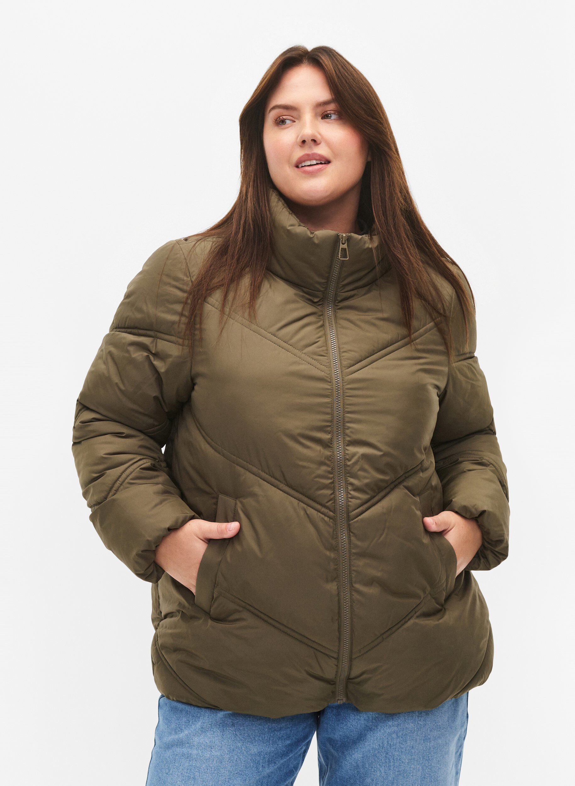 Zizzi Veste d'hiver courte avec poches, Bungee Cord , Model image number 0