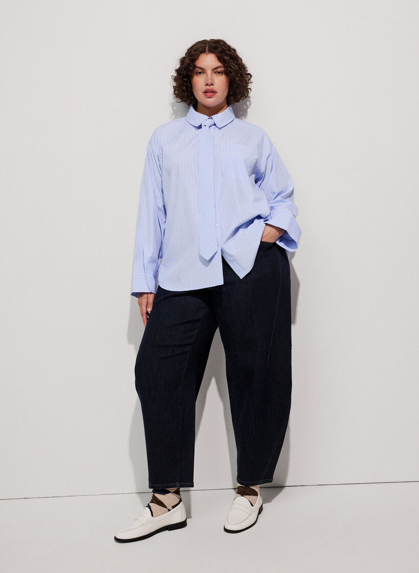 Chemise ample avec lien &agrave; nouer, Bleu Clair, Model image number 1