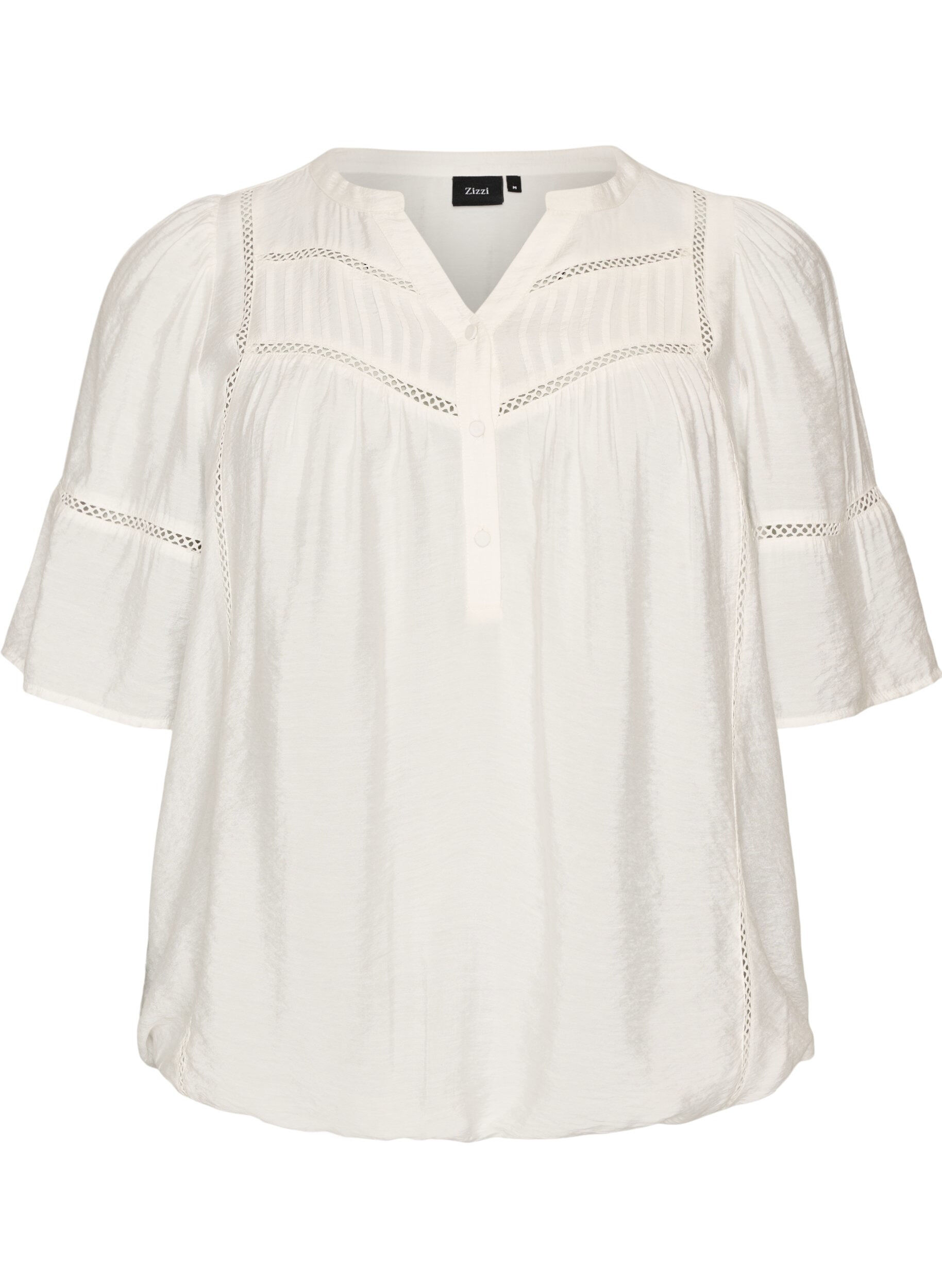 ZizziBlouse en viscose avec nervures et effet ballon, Vanille, Packshot image number 0