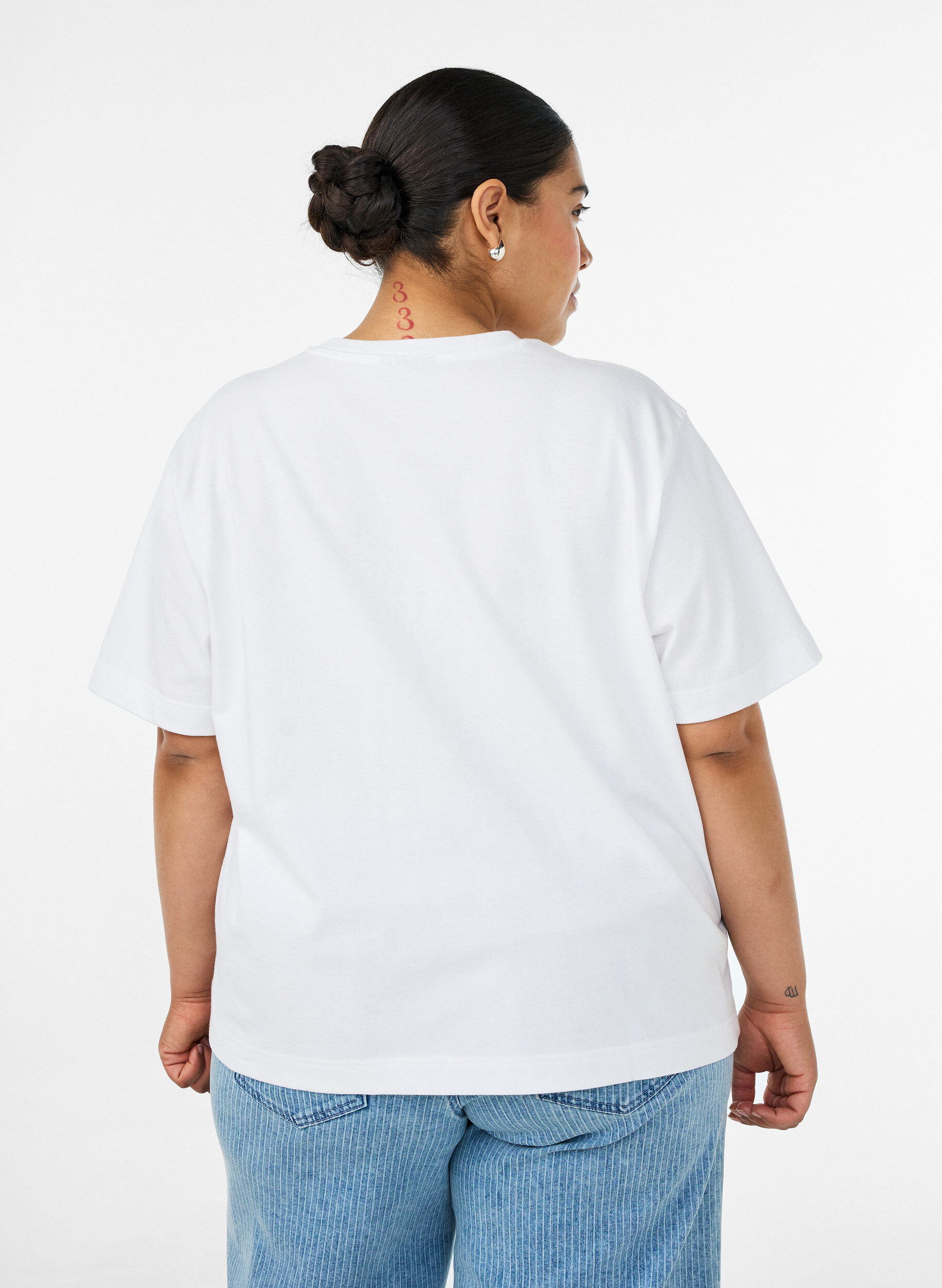 ZizziT-shirt coupe boxy en coton, Blanc, Model image number 2