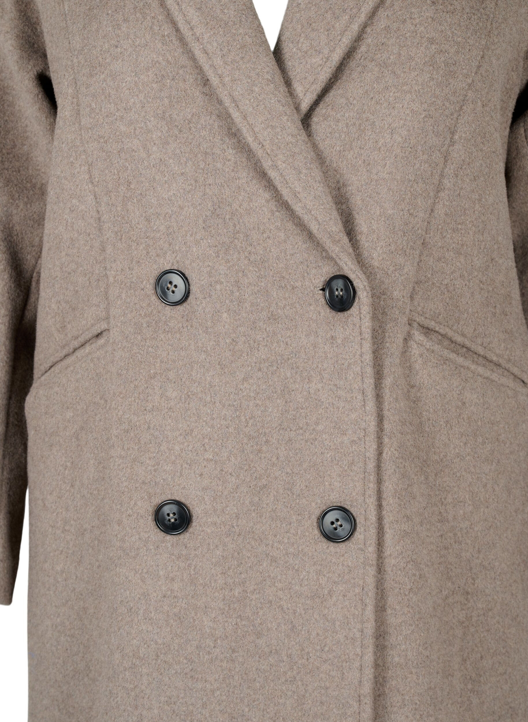 Zizzi Manteau en laine avec boutons et poches, Moon Rock Mel., Packshot image number 2