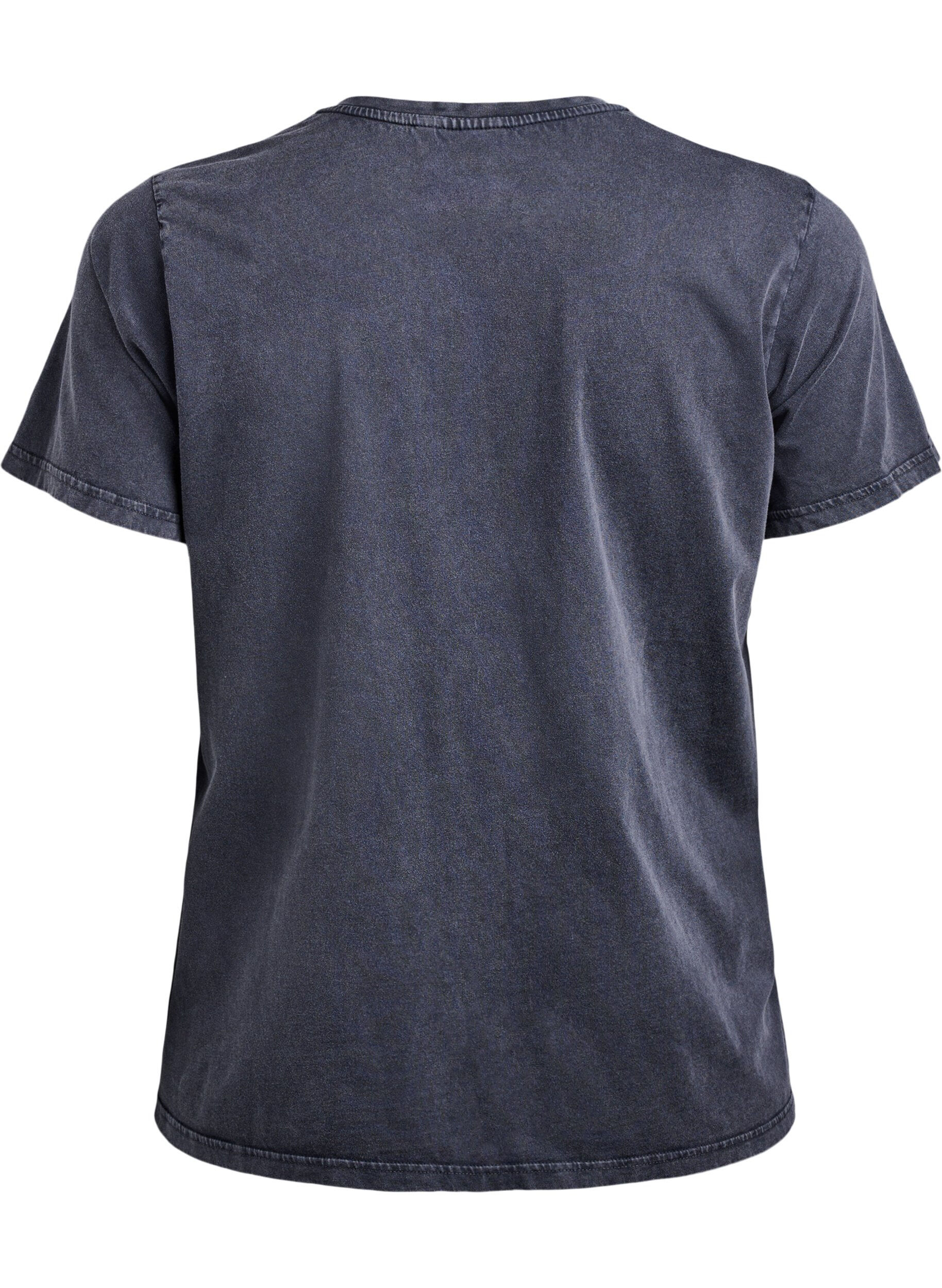 Zizzi T-shirt en coton biologique avec impression graphique, Gris, Packshot image number 1