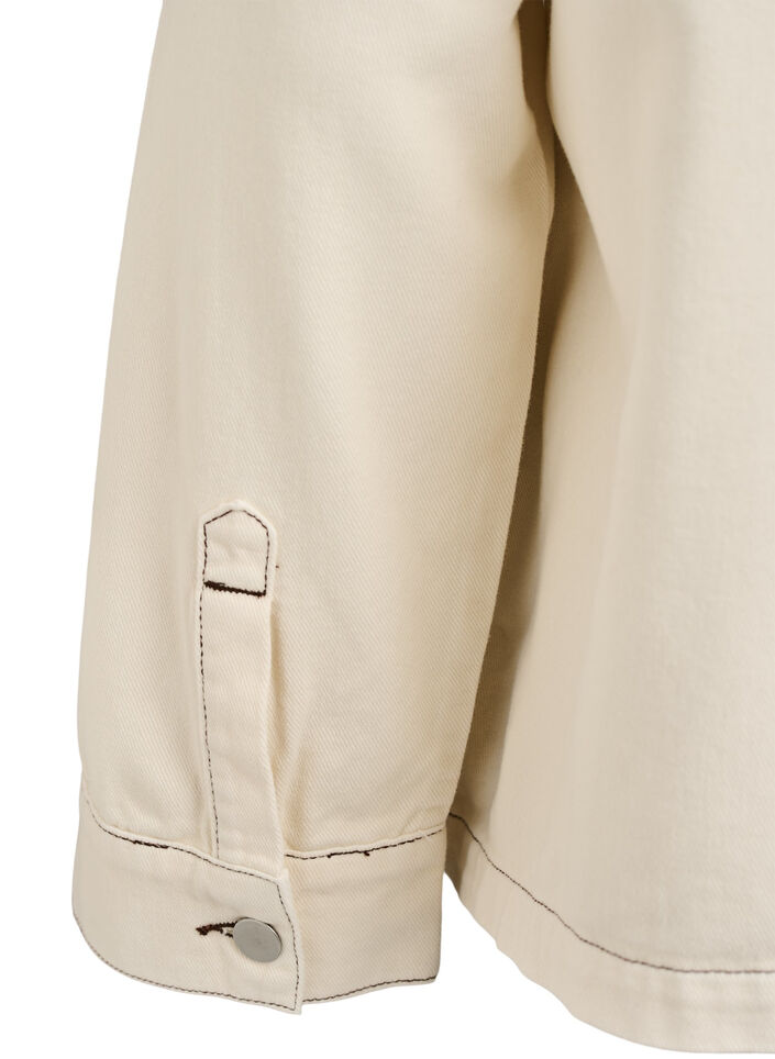 Veste en jean de couleur avec col contrastant, Vanille, Packshot image number 4
