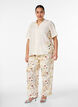 Pantalon taille haute en viscose &agrave; imprim&eacute; floral, Beige, Model image number 0