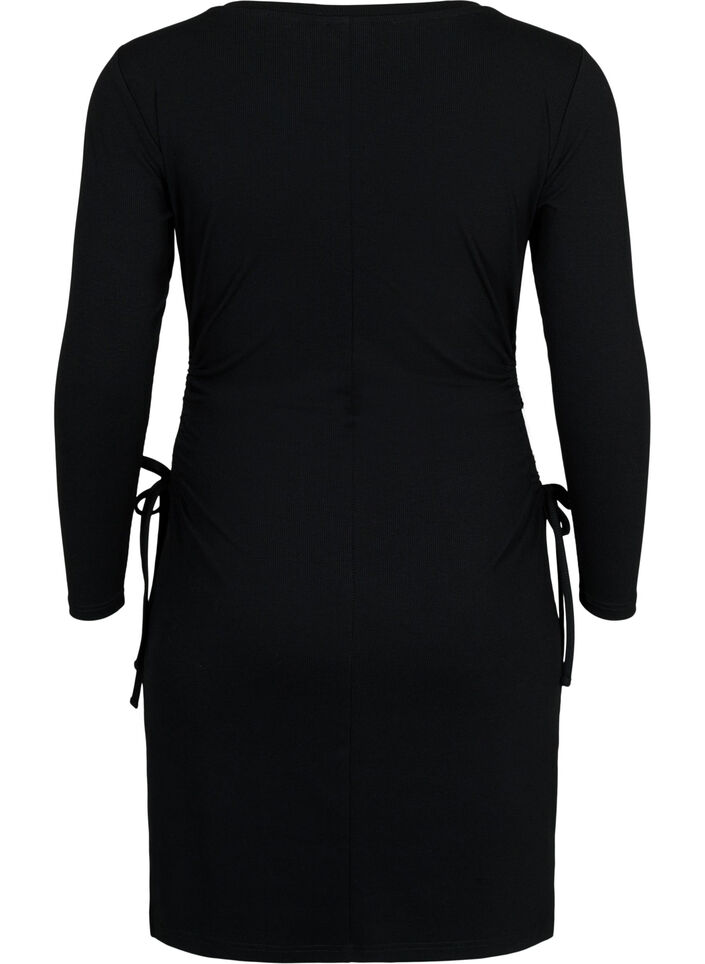 Robe moulante avec décolleté, Black, Packshot image number 1