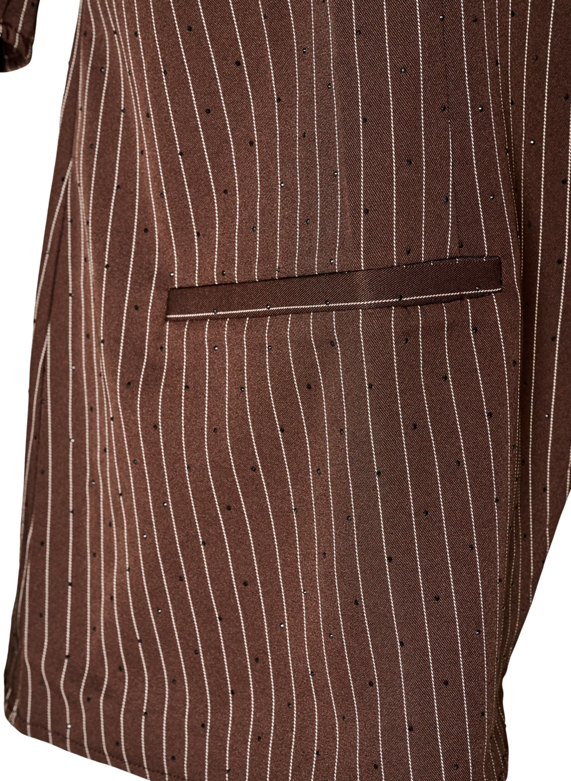 ZizziBlouse &agrave; fines rayures avec strass et boutons, Marron, Packshot image number 3