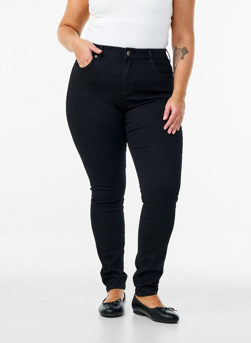 Jean Amy taille haute et coupe super slim, Noir, Model image number 2