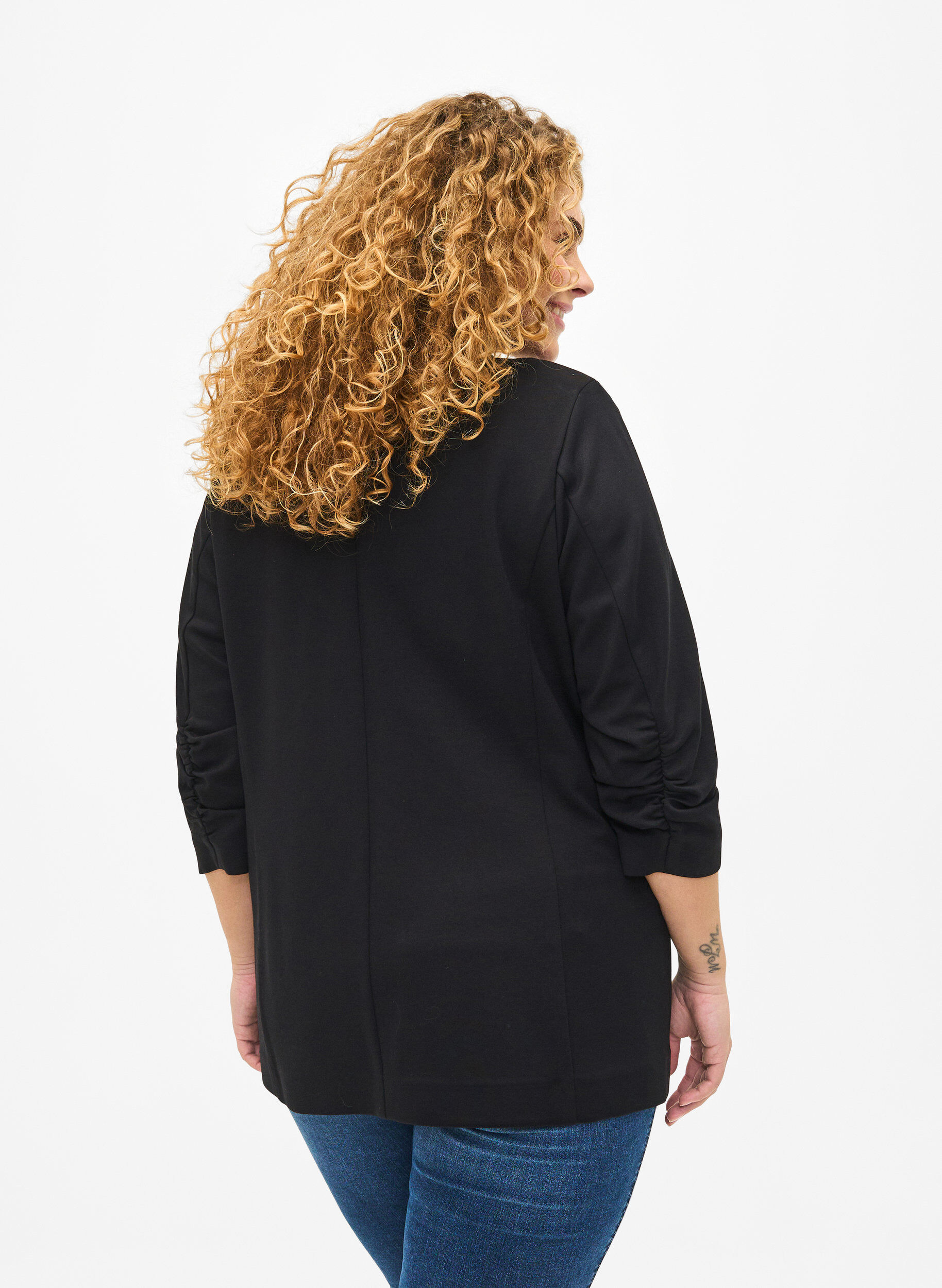 Zizzi Blazer avec manches 3/4, Black, Model image number 1