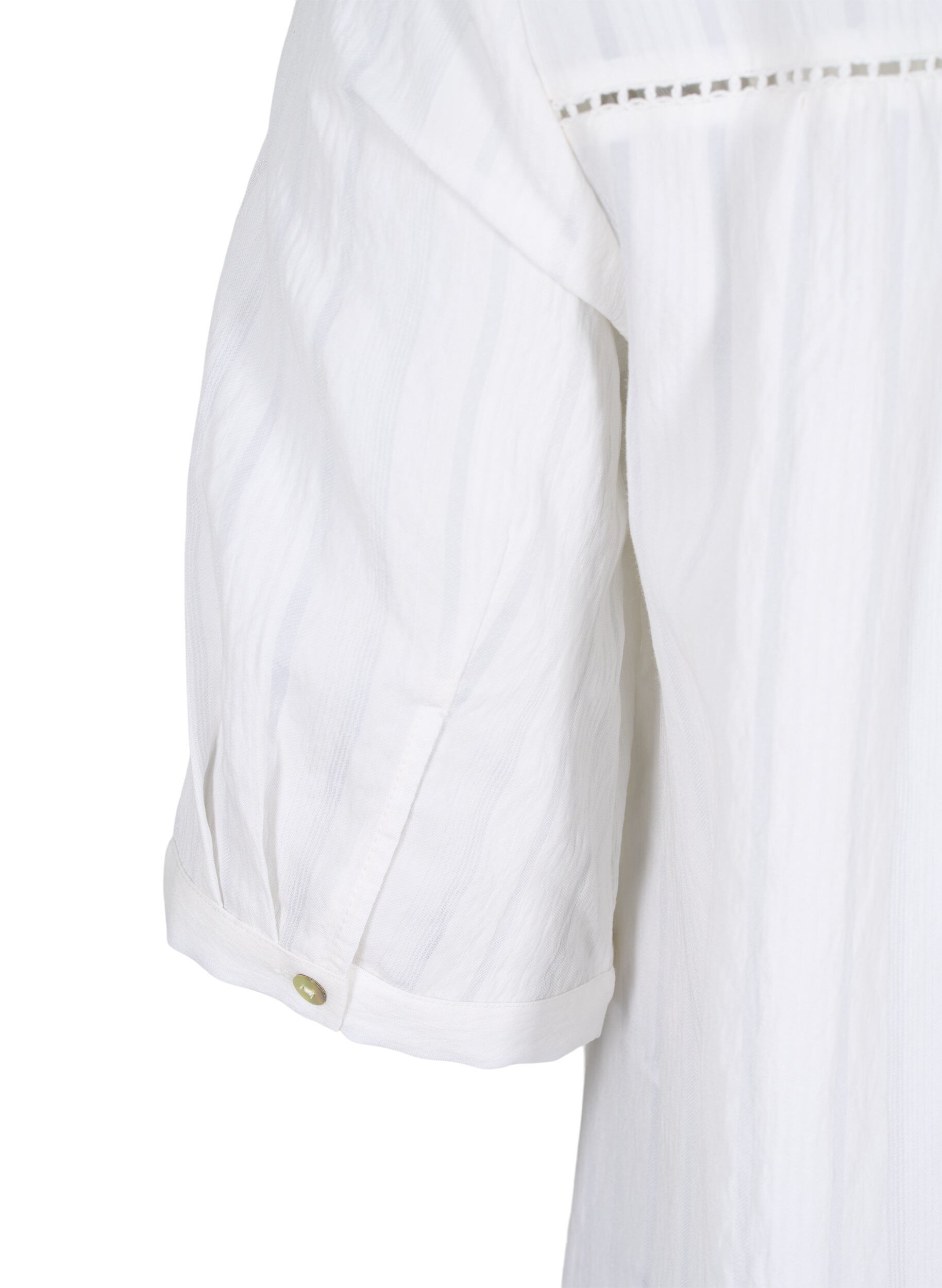 Zizzi Robe en viscose ray&eacute;e avec ruban en dentelle, Bright White, Packshot image number 3