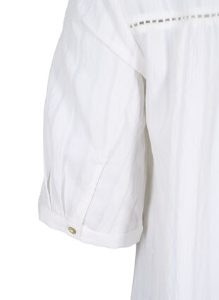 Robe en viscose rayée avec ruban en dentelle, Bright White, Packshot image number 3