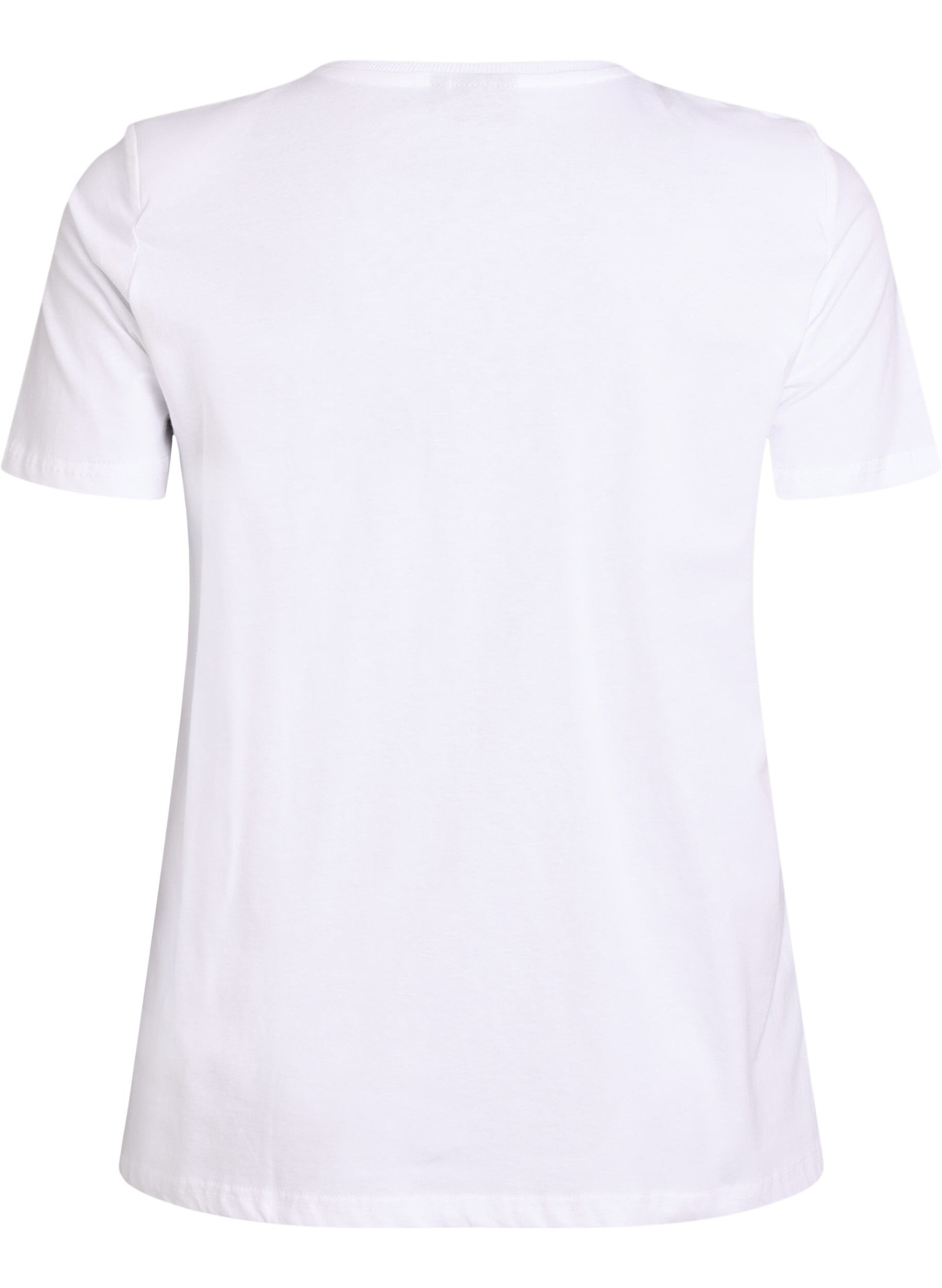 Zizzi T-shirt basic en coton avec &eacute;paulettes, Blanc, Packshot image number 1
