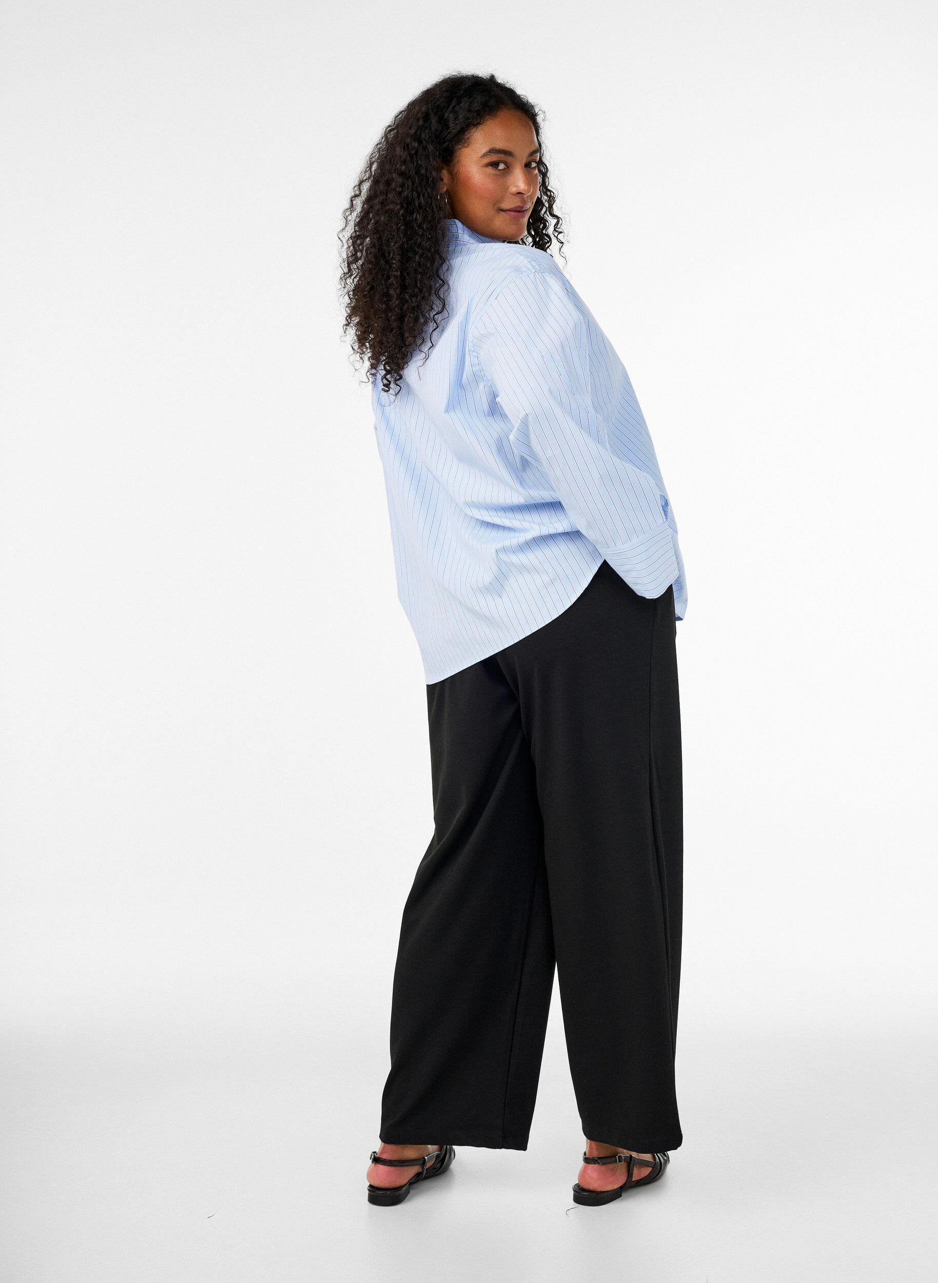 ZizziPantalon ample en jersey taille haute, Noir, Model image number 1