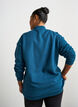Sweat-shirt long &agrave; col montant et texte brod&eacute;, Bleu, Model image number 2