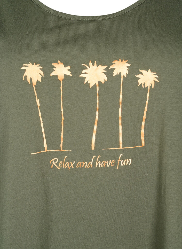 Robe sans manches en coton avec forme en A, Thyme W. Palm trees, Packshot image number 2