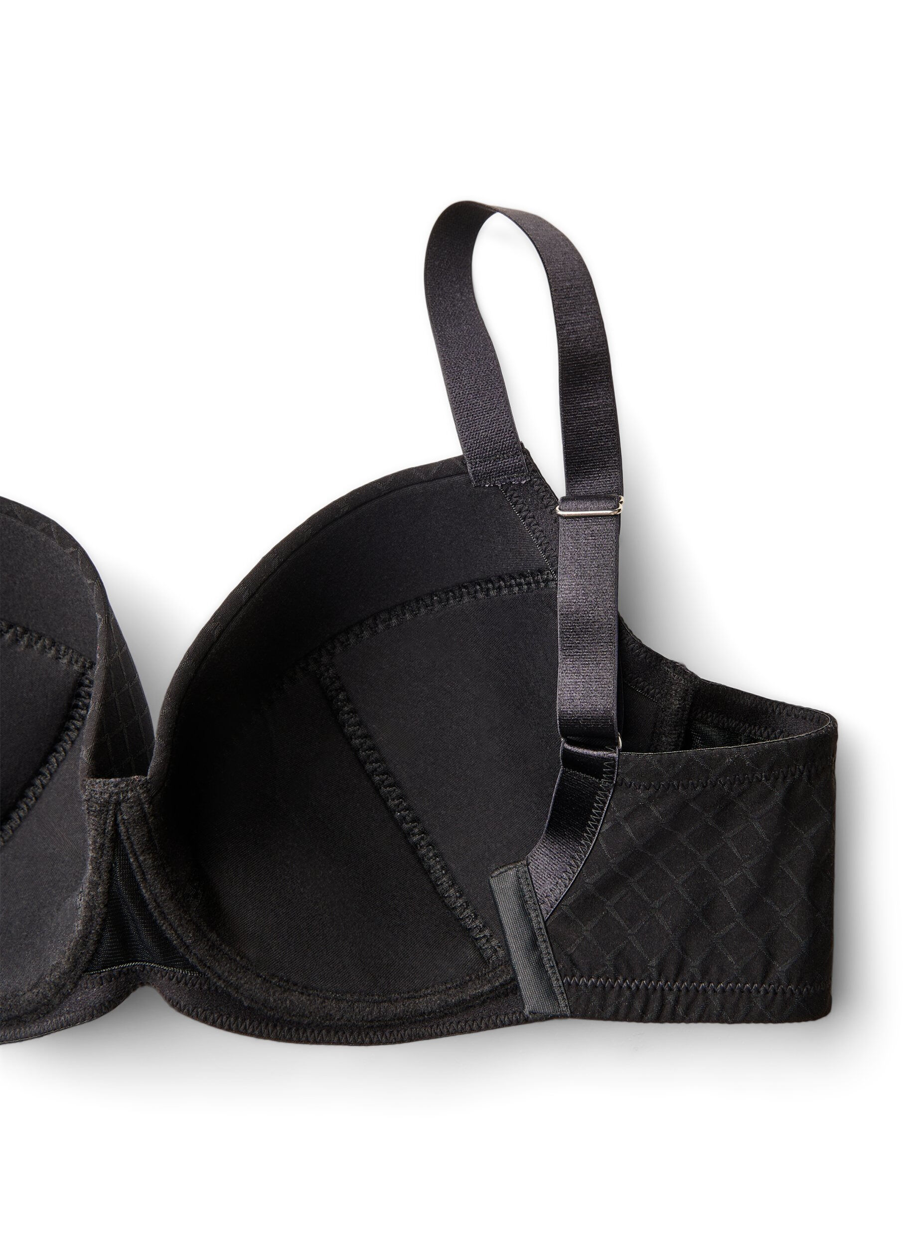ZizziSoutien-gorge rembourr&eacute; en microfibre &agrave; carreaux, Noir, Packshot image number 3