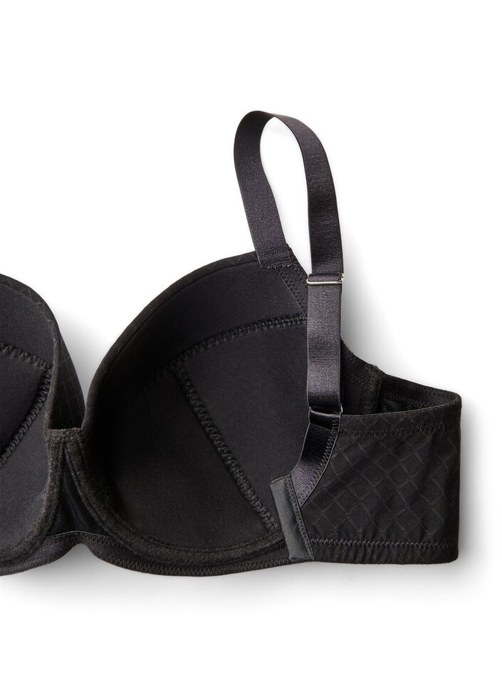Soutien-gorge rembourr&eacute; en microfibre &agrave; carreaux, Noir, Packshot image number 3