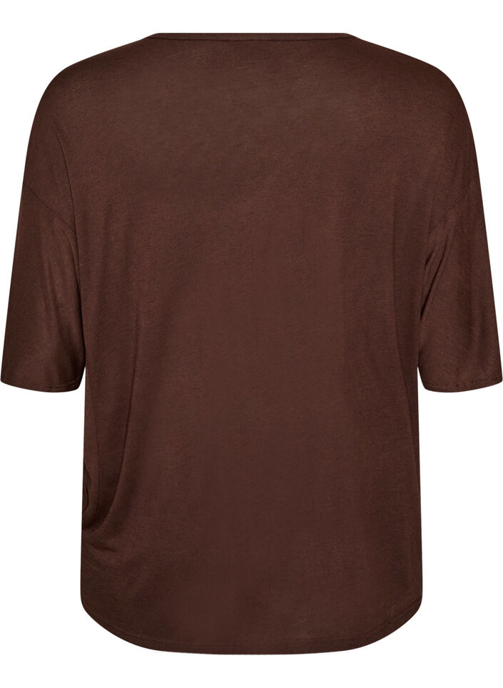 T-shirt ample en jersey de viscose, Marron, Packshot image number 1