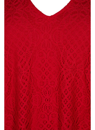 Blouse en dentelle à manches longues avec col en V, Tango Red, Packshot image number 2