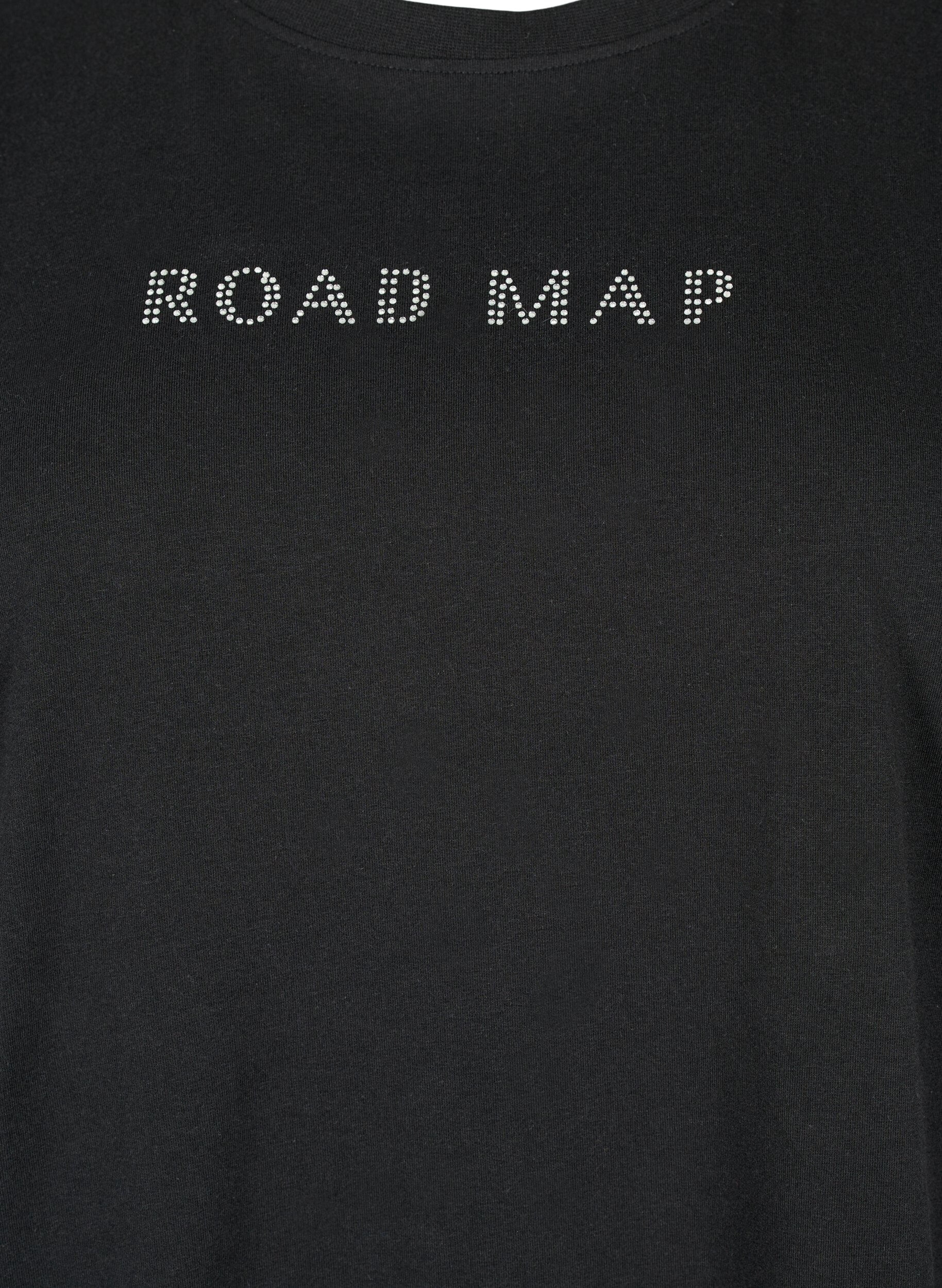 Zizzi T-shirt en coton biologique avec des similipierres, Black, Packshot image number 2