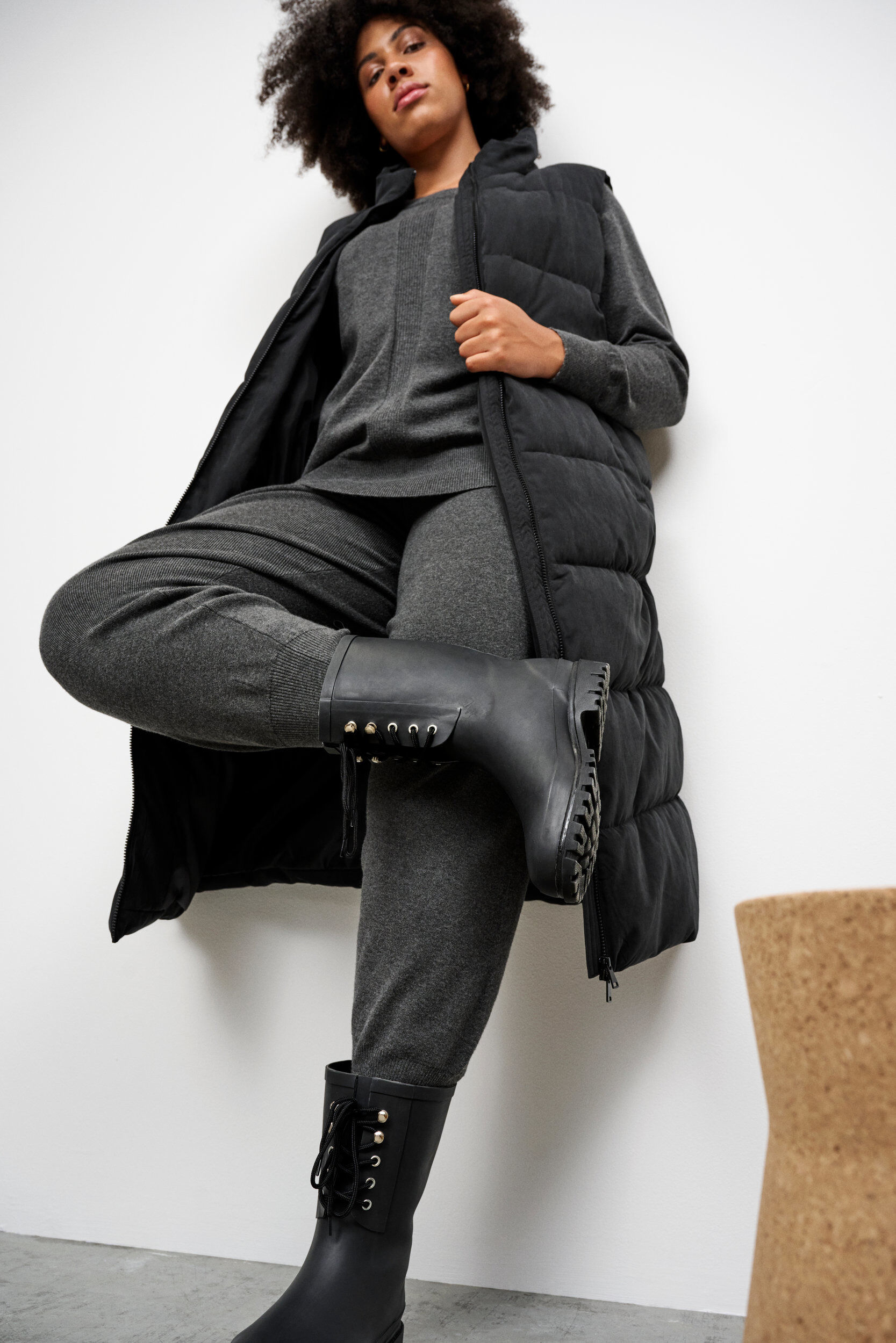 Zizzi Botte large en caoutchouc &agrave; lacets, Black, Model image number 0