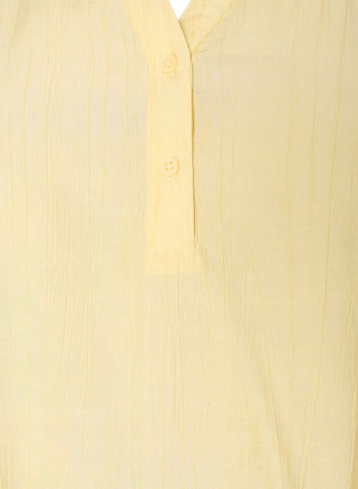 Blouse en m&eacute;lange de viscose textur&eacute;, avec manches courtes &agrave; volants, Jaune, Packshot image number 2