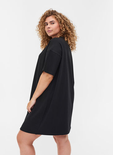 T-shirt long à manches courtes en coton, Black, Model image number 1