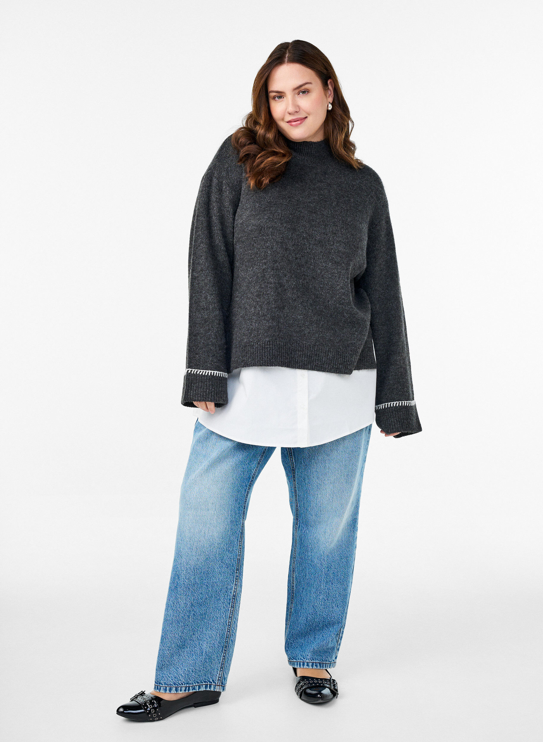 Zizzi Extension de chemise en 100% coton, Blanc, Model image number 1