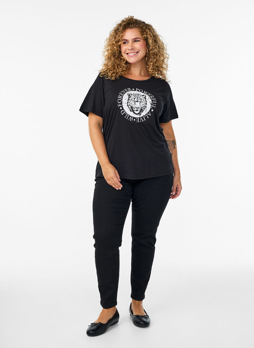 T-shirt imprim&eacute;, Noir, Model image number 1