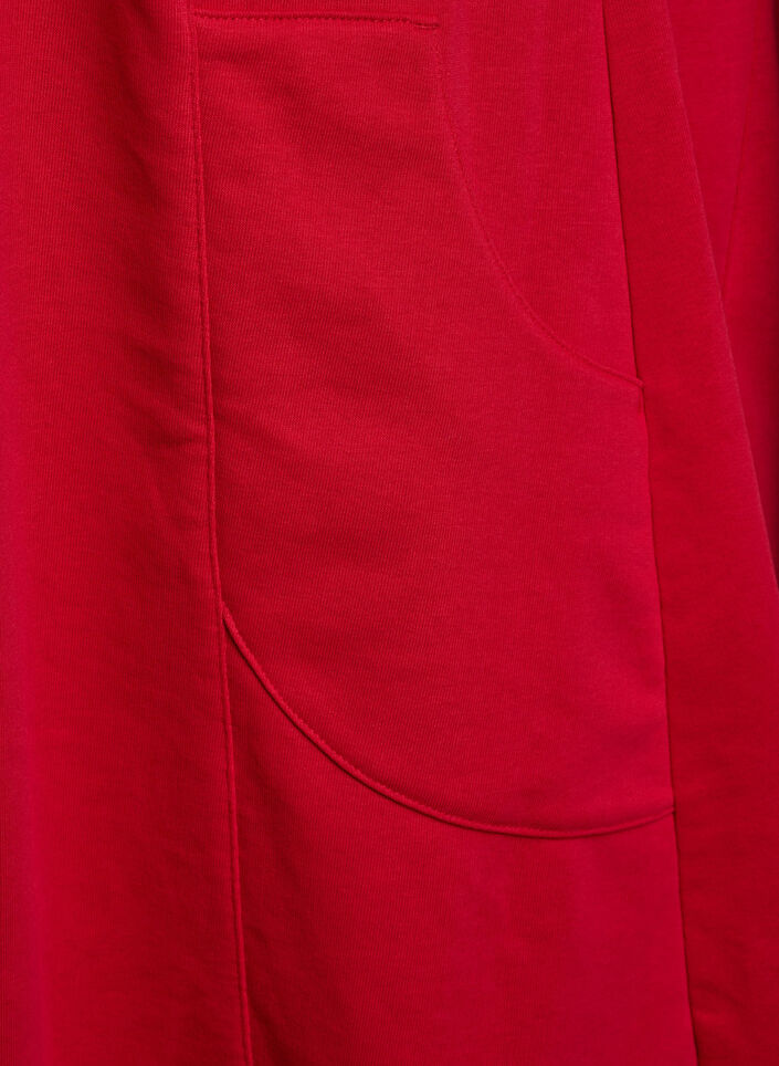 Robe en jersey à manches courtes et poches, Rouge, Packshot image number 3
