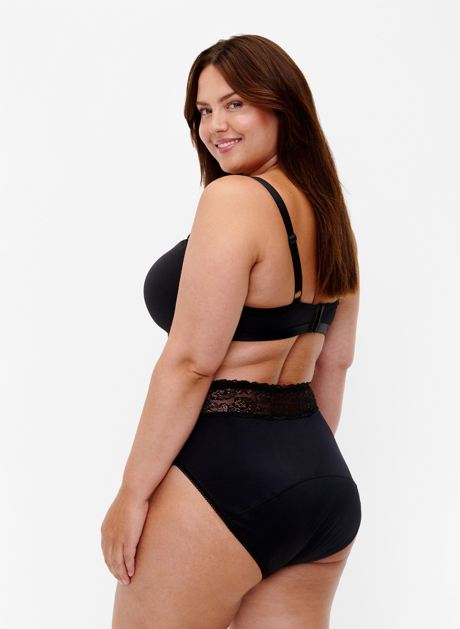 Zizzi Culotte menstruelle en dentelle, Noir, Model image number 1