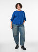 Cardigan en maille c&ocirc;tel&eacute;e avec boutons, Bleu, Model image number 1