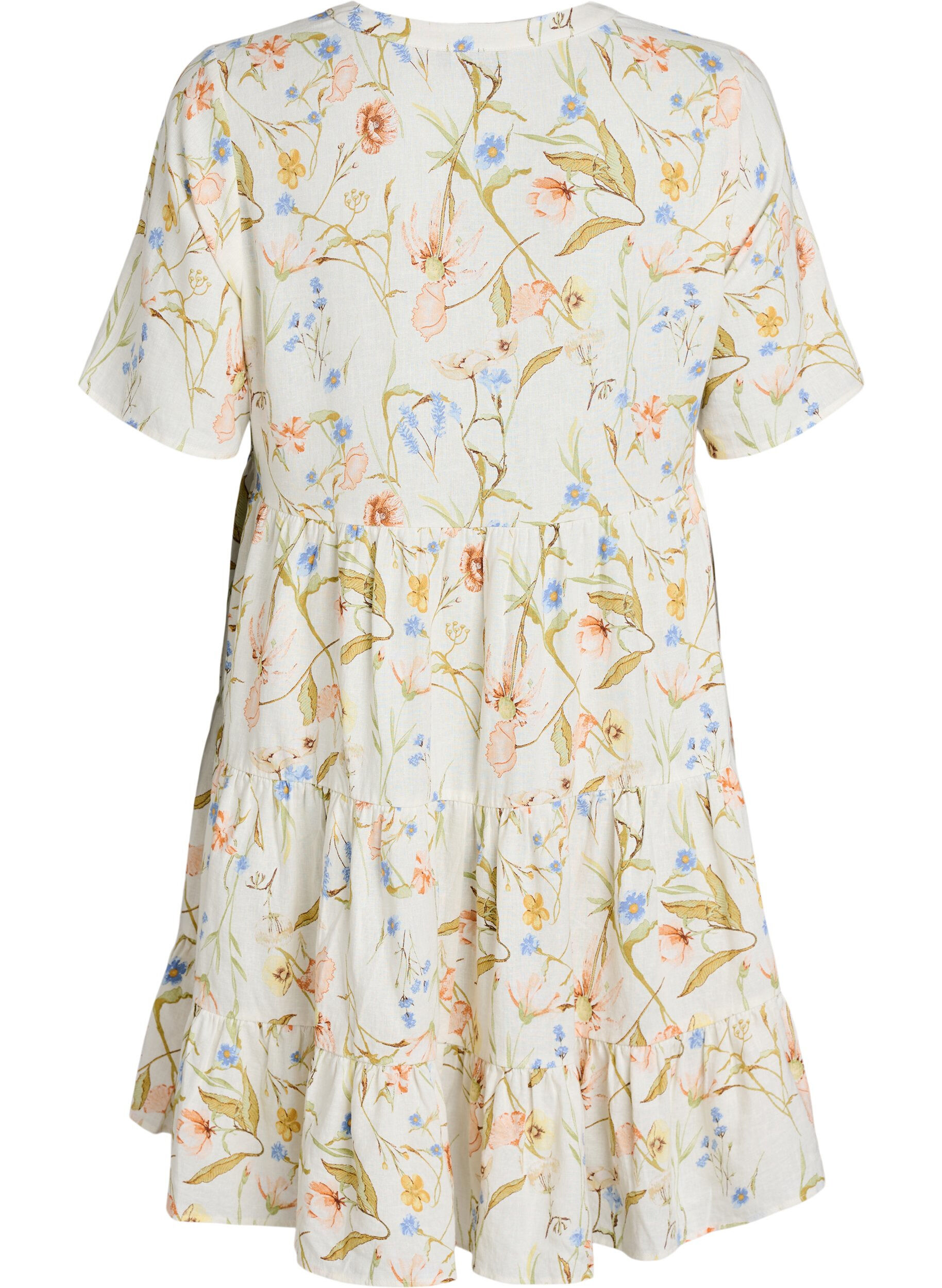 Zizzi Robe A-line longueur genou en lin et viscose, Vanille, Packshot image number 1
