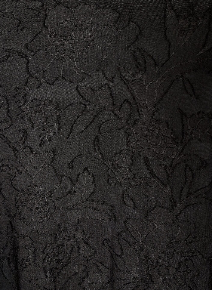 Robe &agrave; texture florale et bordure &agrave; volants, Noir, Packshot image number 2