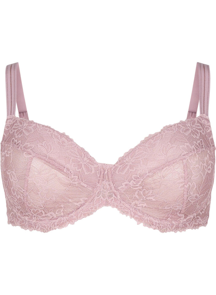 Soutien-gorge couvrant avec maillage en dentelle, Rose, Packshot image number 0