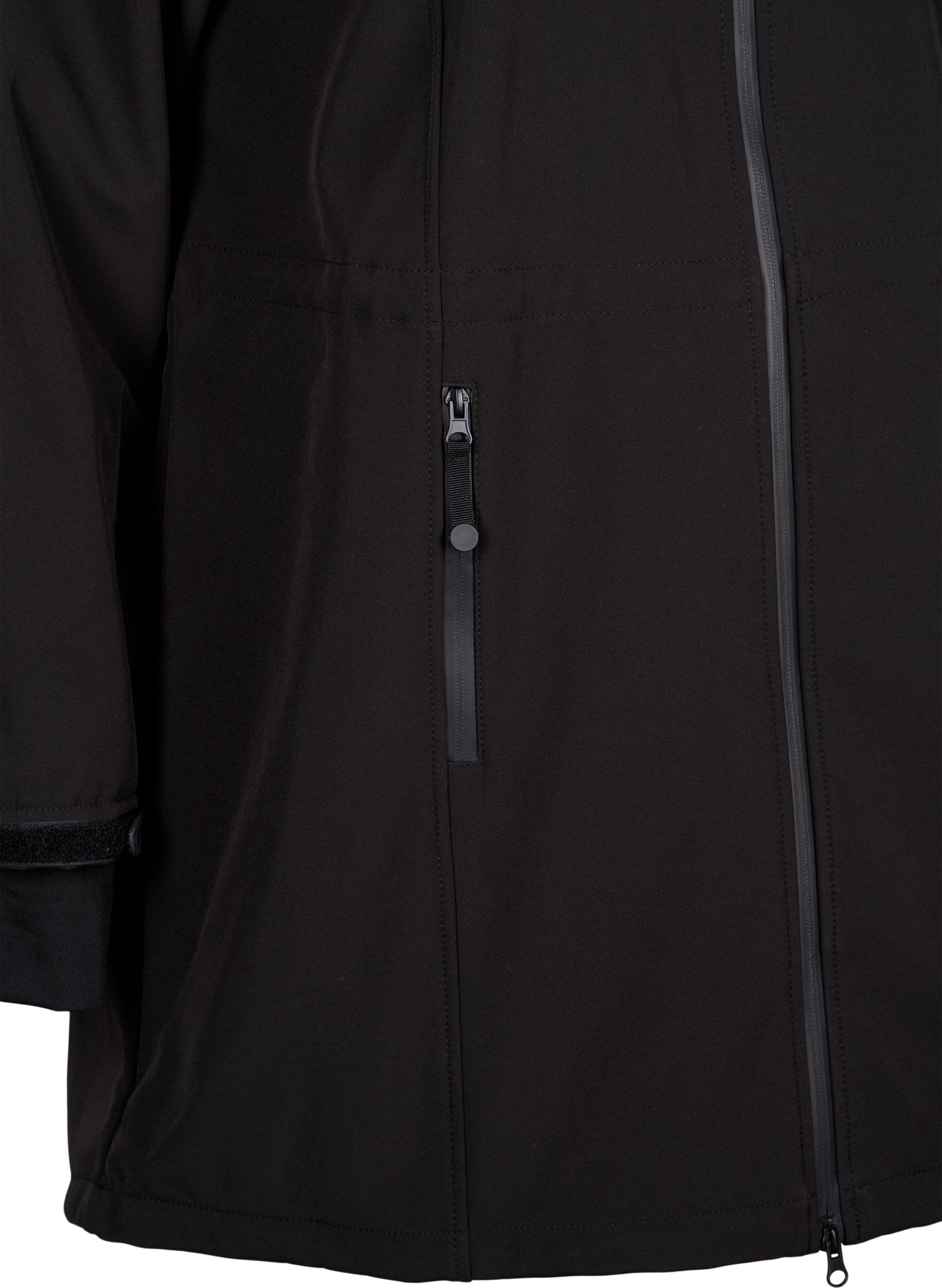 Zizzi Veste softshell avec capuche amovible, Noir, Packshot image number 3