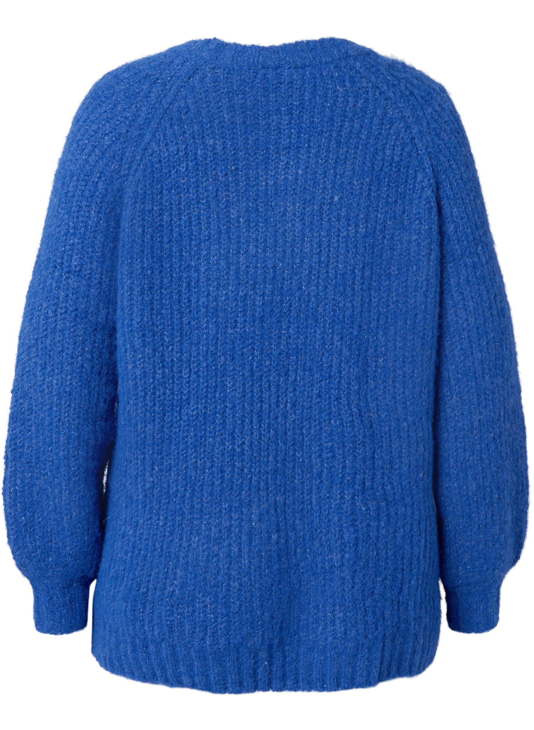 Zizzi Pull en tricot avec de la laine et des manches raglan, Princess Blue, Packshot image number 1