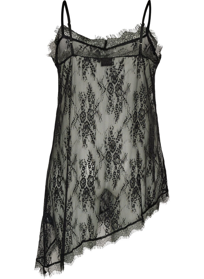 Robe en dentelle &agrave; coupe asym&eacute;trique, Noir, Packshot image number 1