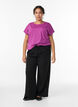 T-shirt &agrave; manches courtes en m&eacute;lange de coton, Violet, Model image number 1
