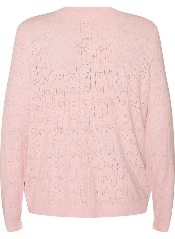 Cardigan en maille avec broderie ajour&eacute;e en forme de c&oelig;ur, Rose, Packshot image number 1