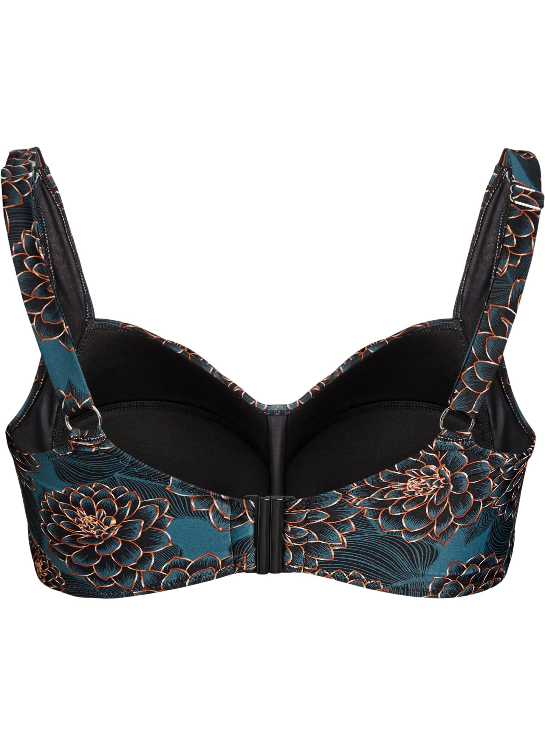 ZizziHaut de bikini rembourr&eacute; et imprim&eacute;, Bleu p&eacute;trole, Packshot image number 1
