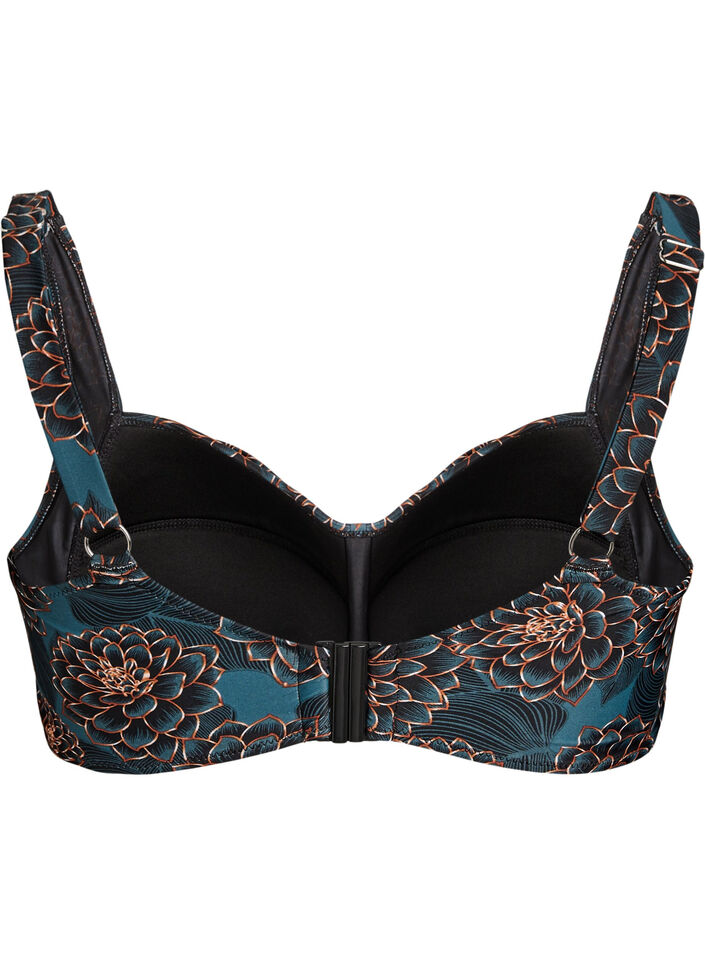 Haut de bikini rembourr&eacute; et imprim&eacute;, Bleu p&eacute;trole, Packshot image number 1